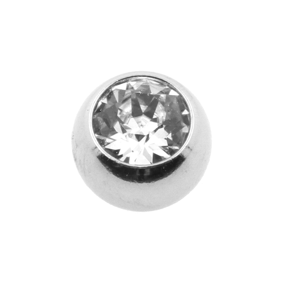 Surgical Steel Jewelled Threaded Ball Clear
