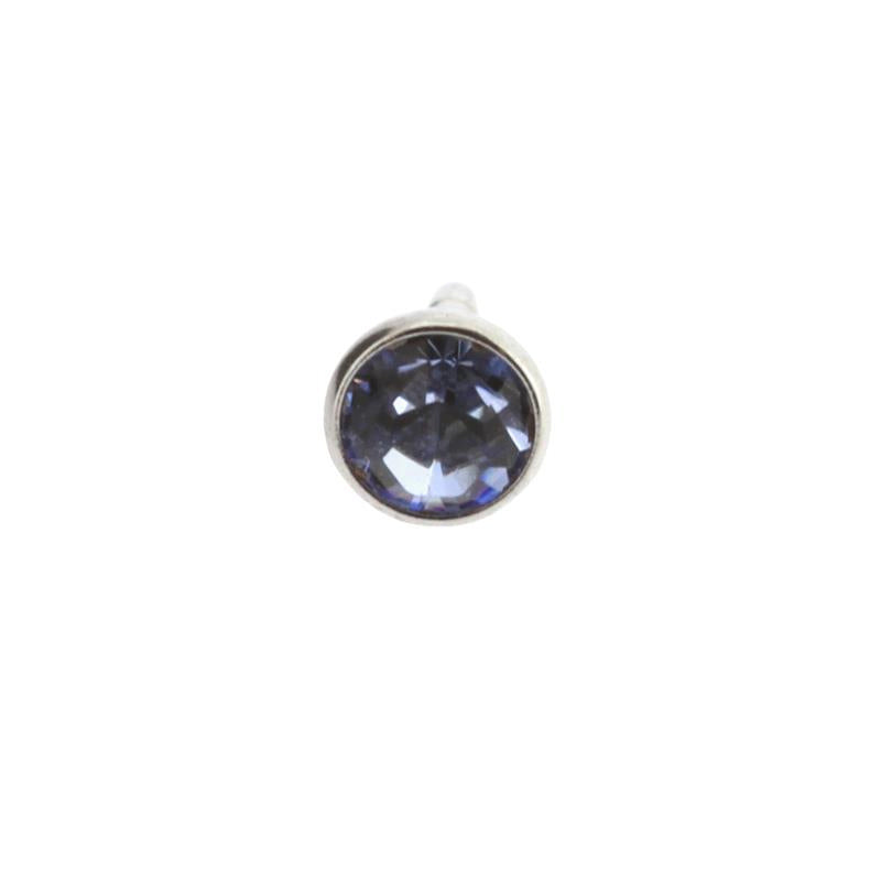 Surgical Steel Jewelled Insert For Bioplast Labret Light Blue Sapphire
