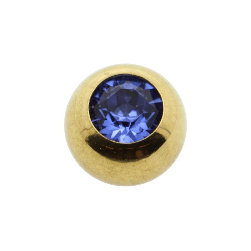 Surgical Steel Jewelled Threaded Ball Sapphire