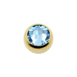 Surgical Steel Threaded Ball With Crystal Aquamarine