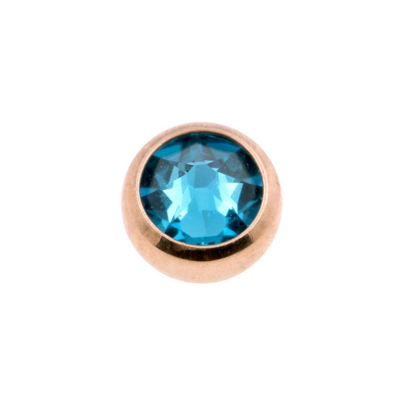 Surgical Steel Jewelled Threaded Ball Blue Zircon