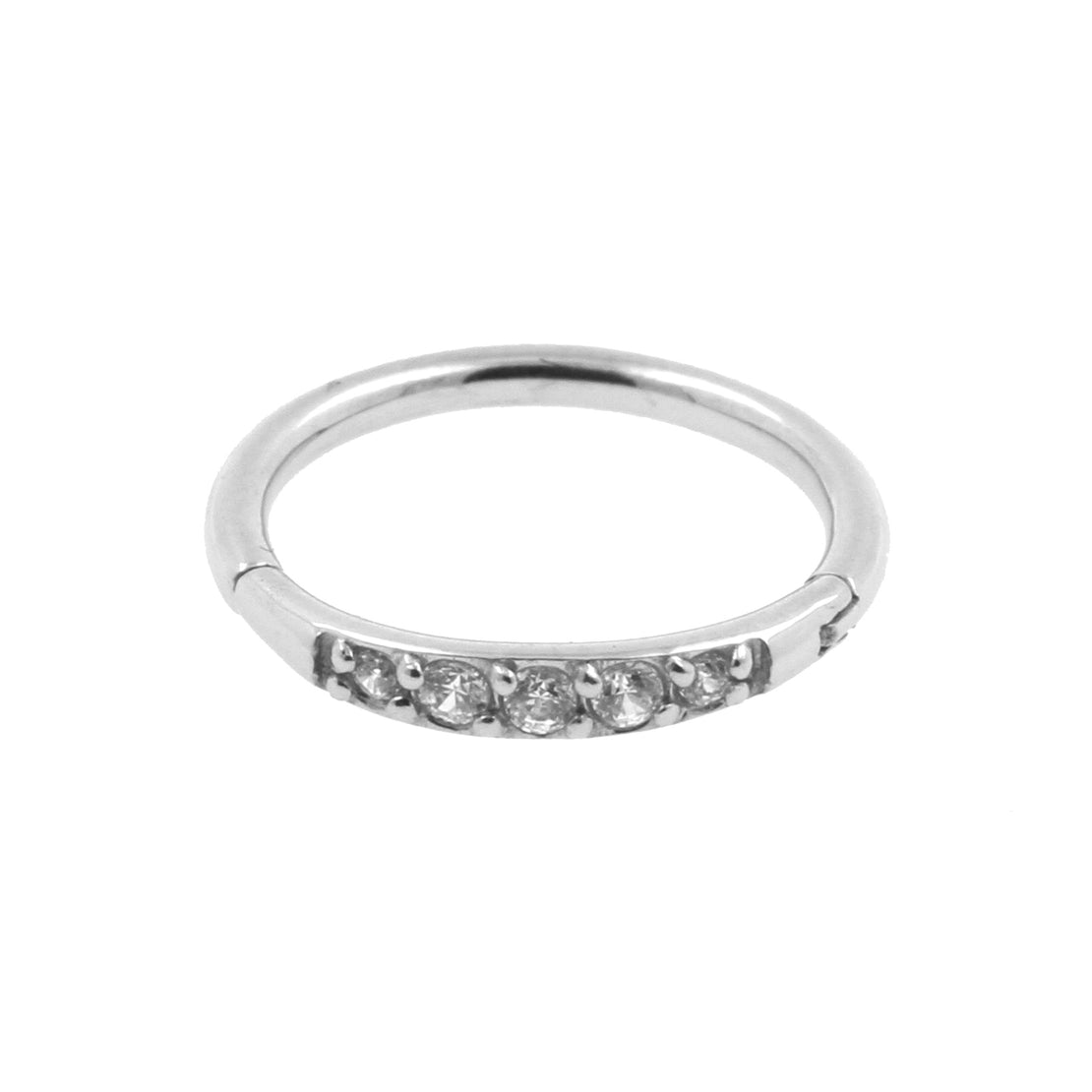 Surgical Steel Helix Click Ring With Zirconia Clear
