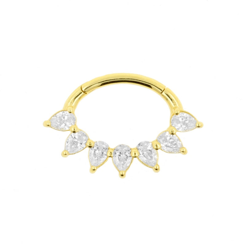 18 Karaats Gouden Daith Clicker - Zirkonia Drops