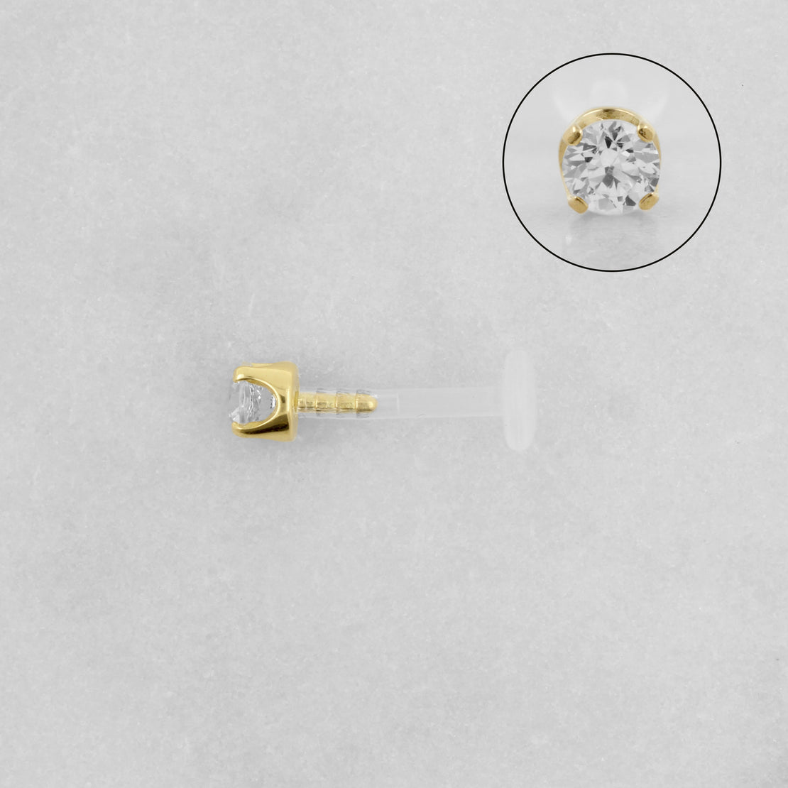 Bioplast Labret Met Gouden Zirkonia Insert