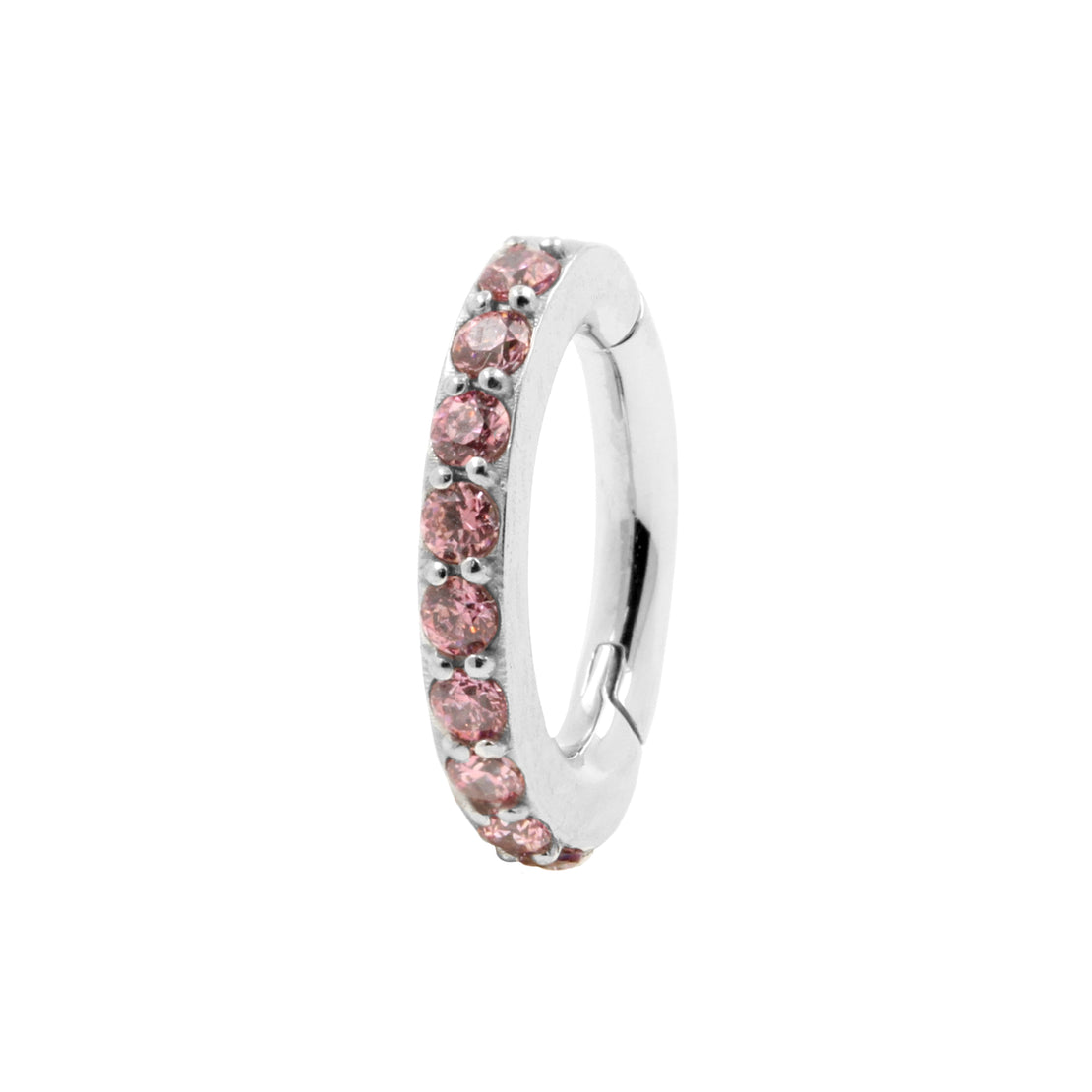 Nickel-Free Stainless Steel Zirconia Belly Ring Clicker Pink