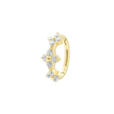 Nickel-Free Stainless Steel Belly Ring Clicker - Zirconia Flowers - Gold
