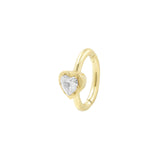 Nickel-Free Stainless Steel Belly Ring Clicker - Zirconia Heart - Gold