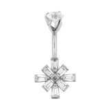 Chirurgischer Stahl Bauchnabelpiercing mit Zirkonia Trapez-Cluster