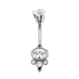 Chirurgischer Stahl Nabelpiercing mit Zirkonia Ellipse Cluster