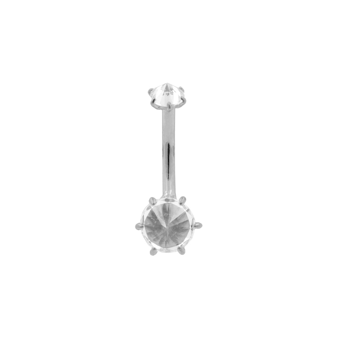 Surgical Steel Belly Bar With Premium Zirconia Silver