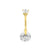 Surgical Steel Belly Bar With Floating Zirkonia Gold