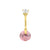 Surgical Steel Belly Bar With Floating Zirkonia Gold