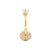 Surgical Steel Belly Bar With Floating Zirkonia Gold
