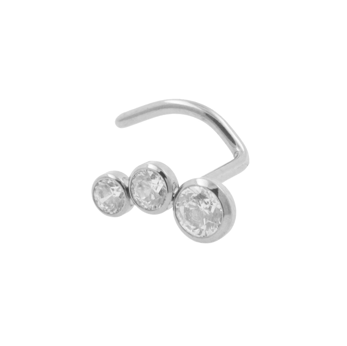 Titanium Neuspiercing Met Zirkonia Boog - Rechts