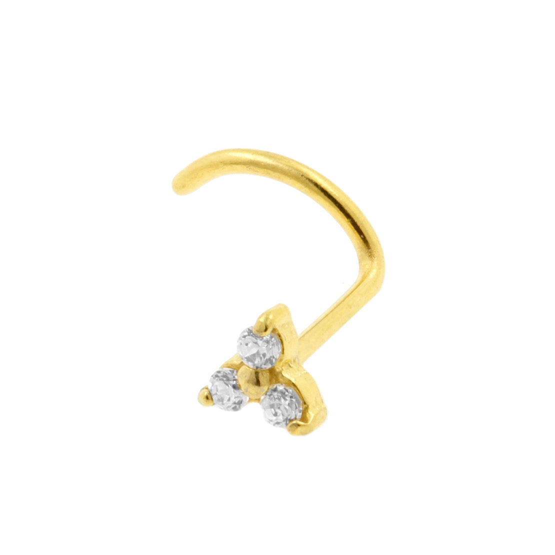 Surgical Steel Jewelled Trinity Nosestud Gold