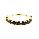 Nickelfreier Edelstahl Click-Ring - 2 mm Zirkonia Schwarz