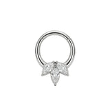 Nikkelvrij Stalen Click Ring - Triple Marquise Zirkonia Zilver