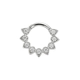 Nikkelvrij Stalen Click Ring - Zirkonia Sunflower Zilver