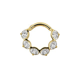 Nikkelvrij Stalen Click Ring - Zirkonia Ovals Goud