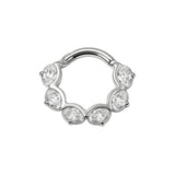 Nikkelvrij Stalen Click Ring - Zirkonia Ovals Zilver