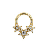 Nikkelvrij Stalen Click Ring - Zirkonia Stars Goud