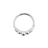 Chirurgischer Stahl Click Ring - 3 Kugeln Silber