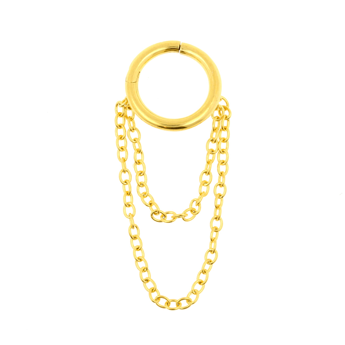 Surgical Steel Click Ring With Chain Gold