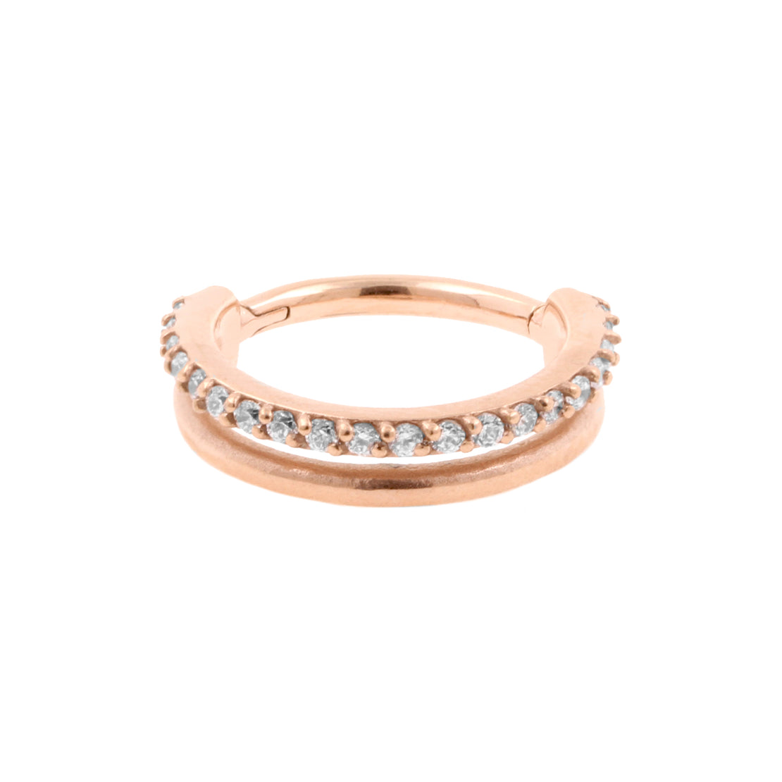 Chirurgisch Stalen Double Click Ring - Zirkonia Rose Goud