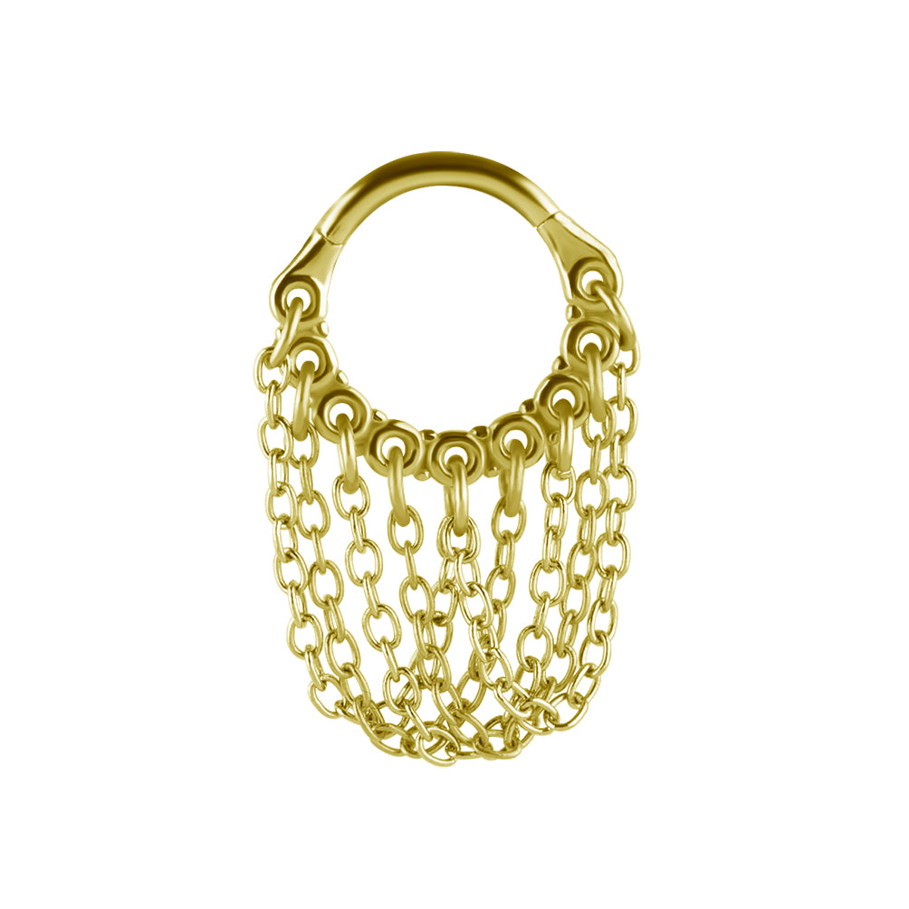 Chirurgisch Staal Click Ring Met Ketting Goud