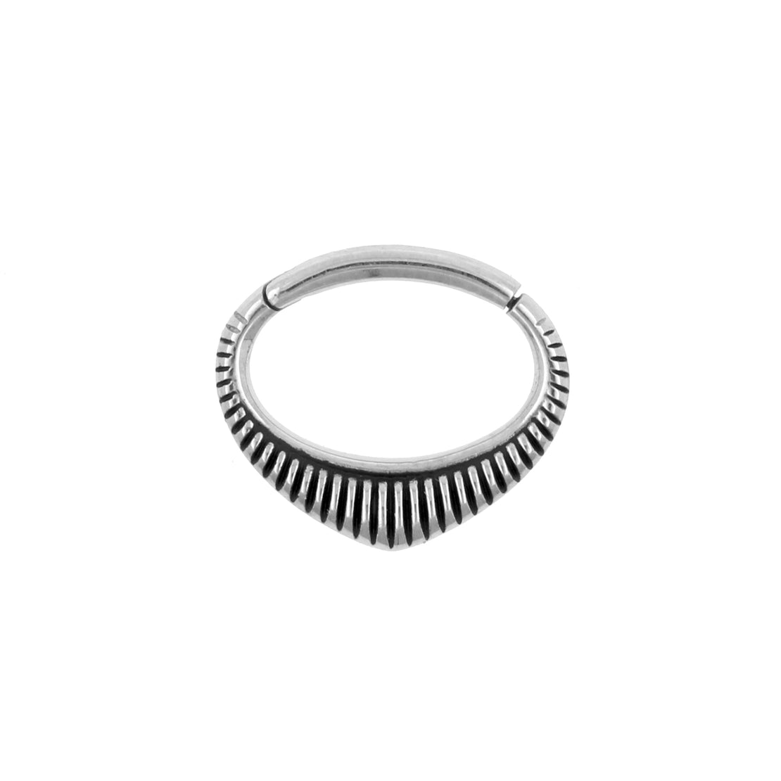 Surgical Steel Daith Clicker - Lined Teardrop Silver