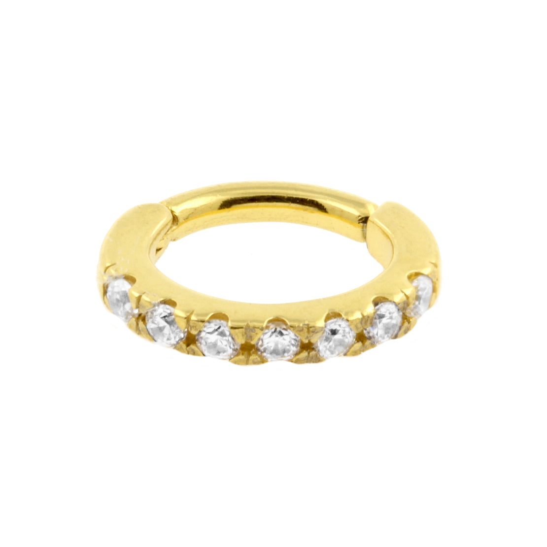 Surgical Steel Jewelled Rook Piercing Oval Click Ring Clear