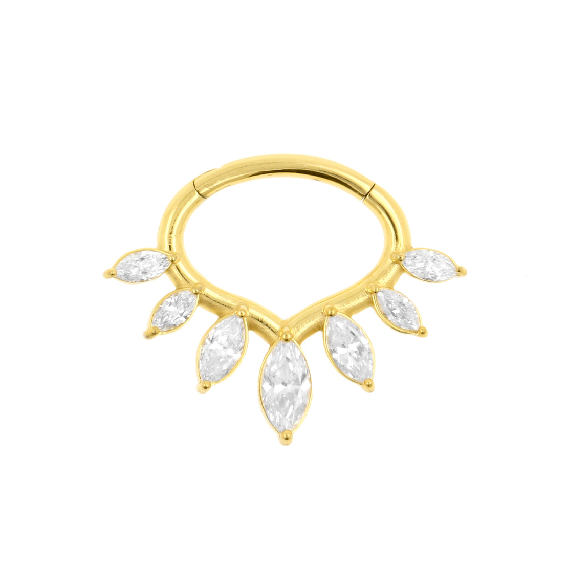 Nickel-Free Stainless Steel Daith Clicker - Marquise Tiara Gold