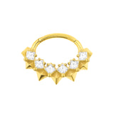 Nickel-Free Stainless Steel Daith Clicker - Zirconia Square Studs Gold