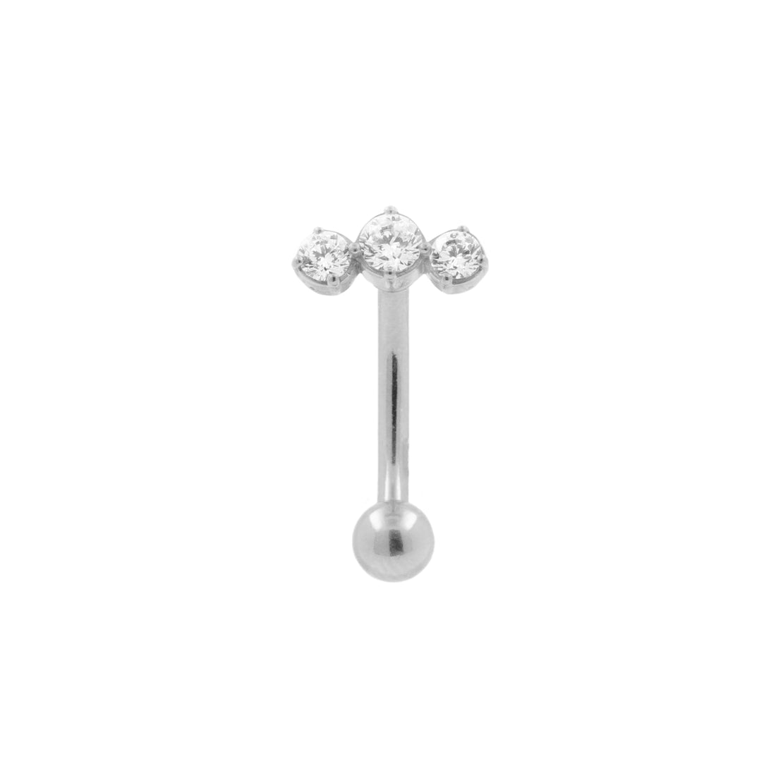 Surgical Steel Navel Curve Triple Zirconia Silver