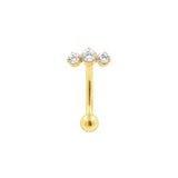 Chirurgisch Stalen Navelpiercing Triple Zirkonia Goud