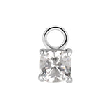 Nickelfreier Stahl Click-Ring Charm – Zirkonia Quadrat Silber
