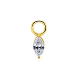 Nikkelvrij Staal Click Ring Bedel - Zirkonia Princess Gem Goud