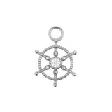 Nickelfreier Edelstahl Click-Ring Anhänger – Zirkonia Wheel Silber