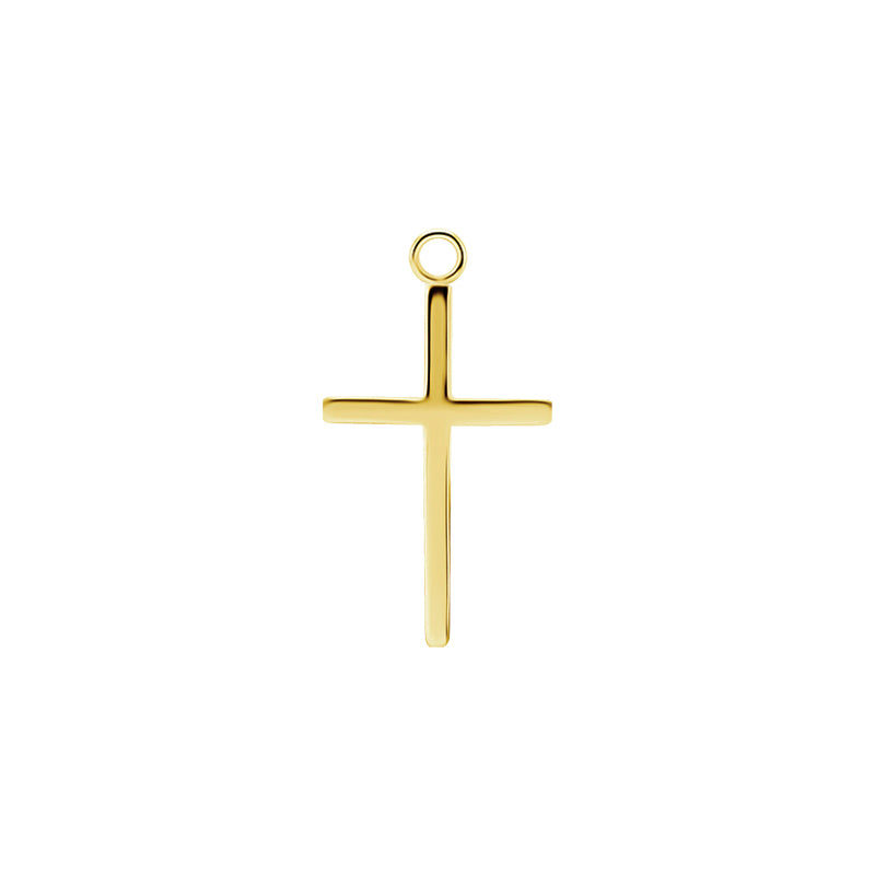 Surgical Steel Click Ring Charm - Cross Medium Gold