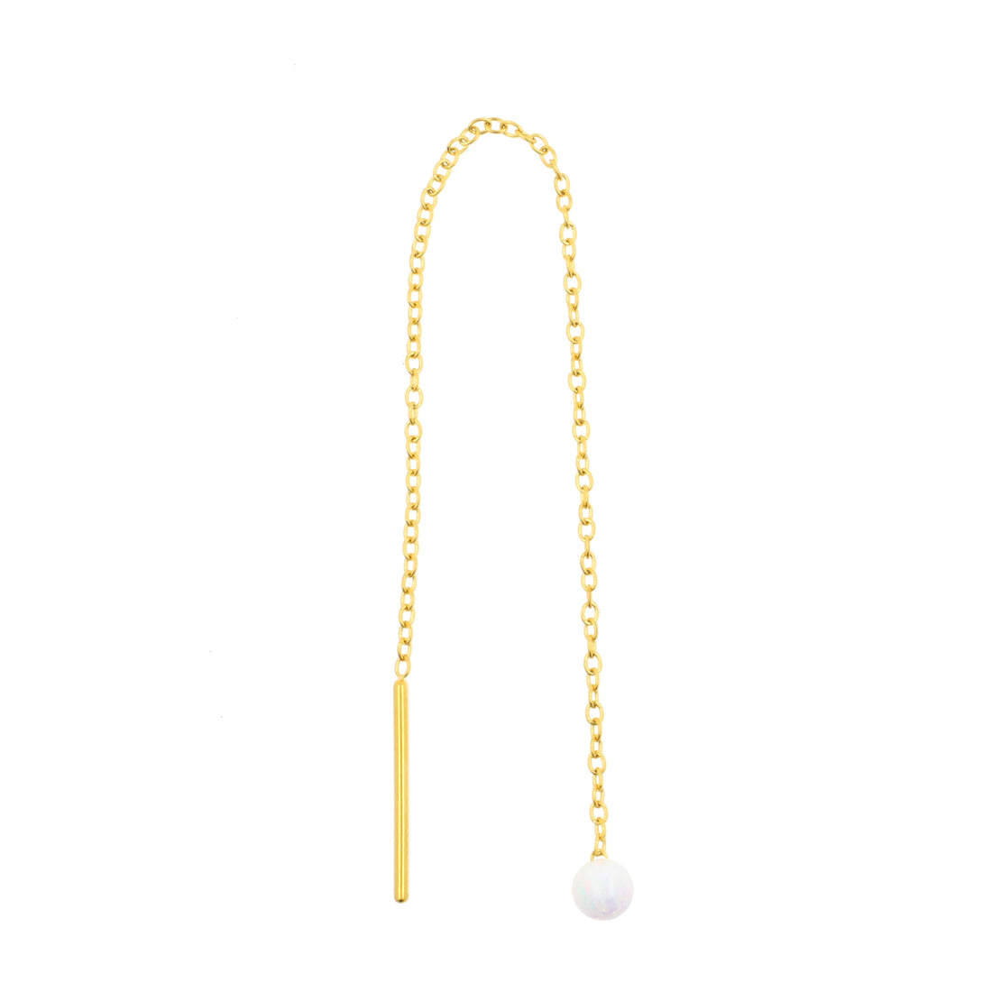 Surgical Steel Ear Threader Opal Ball White Opal