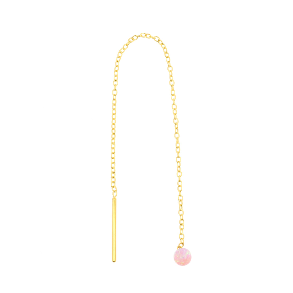 Surgical Steel Ear Threader Opal Ball Pink Opal
