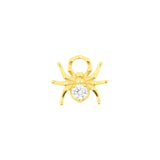 Nickel-Free Stainless Steel Click Ring Charm - Zirconia Spider Gold