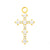 Nickel-Free Stainless Steel Click Ring Charm - Zirconia Cross Gold