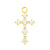 Nikkelvrij Stalen Click Ring Bedel - Zirkonia Cross Goud