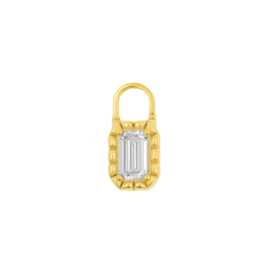 Nickel-Free Stainless Steel Click Ring Charm - Vintage Rectangle - Gold