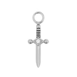 Nickel-Free Stainless Steel Click Ring Charm - Small Dagger - Silver