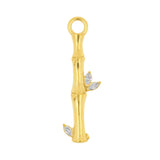 Nickel-Free Stainless Steel Click Ring Charm - Zirconia Bamboo - Gold