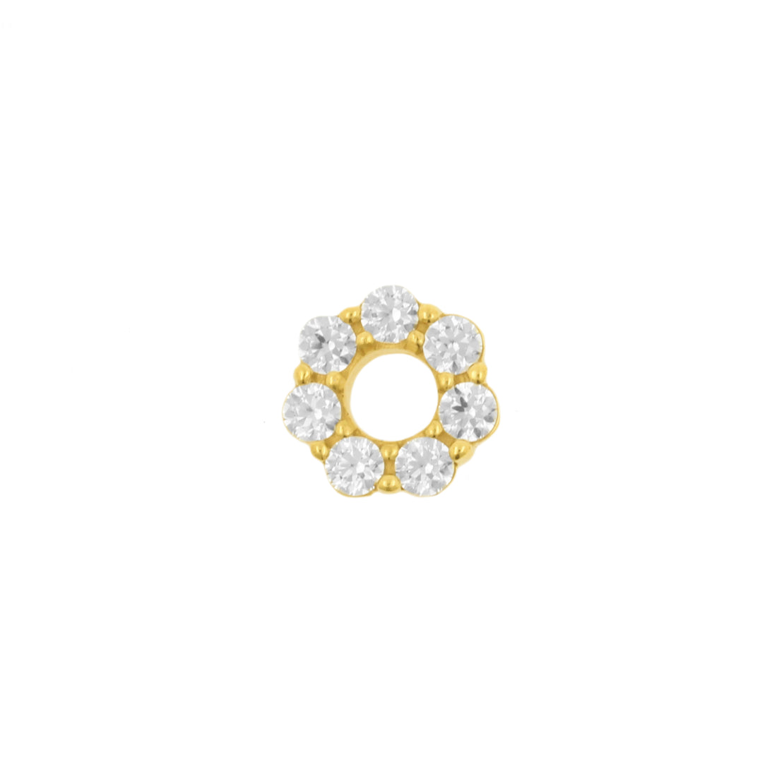 Nickel-Free Stainless Steel Click Ring Charm - Zirconia Donut - Gold