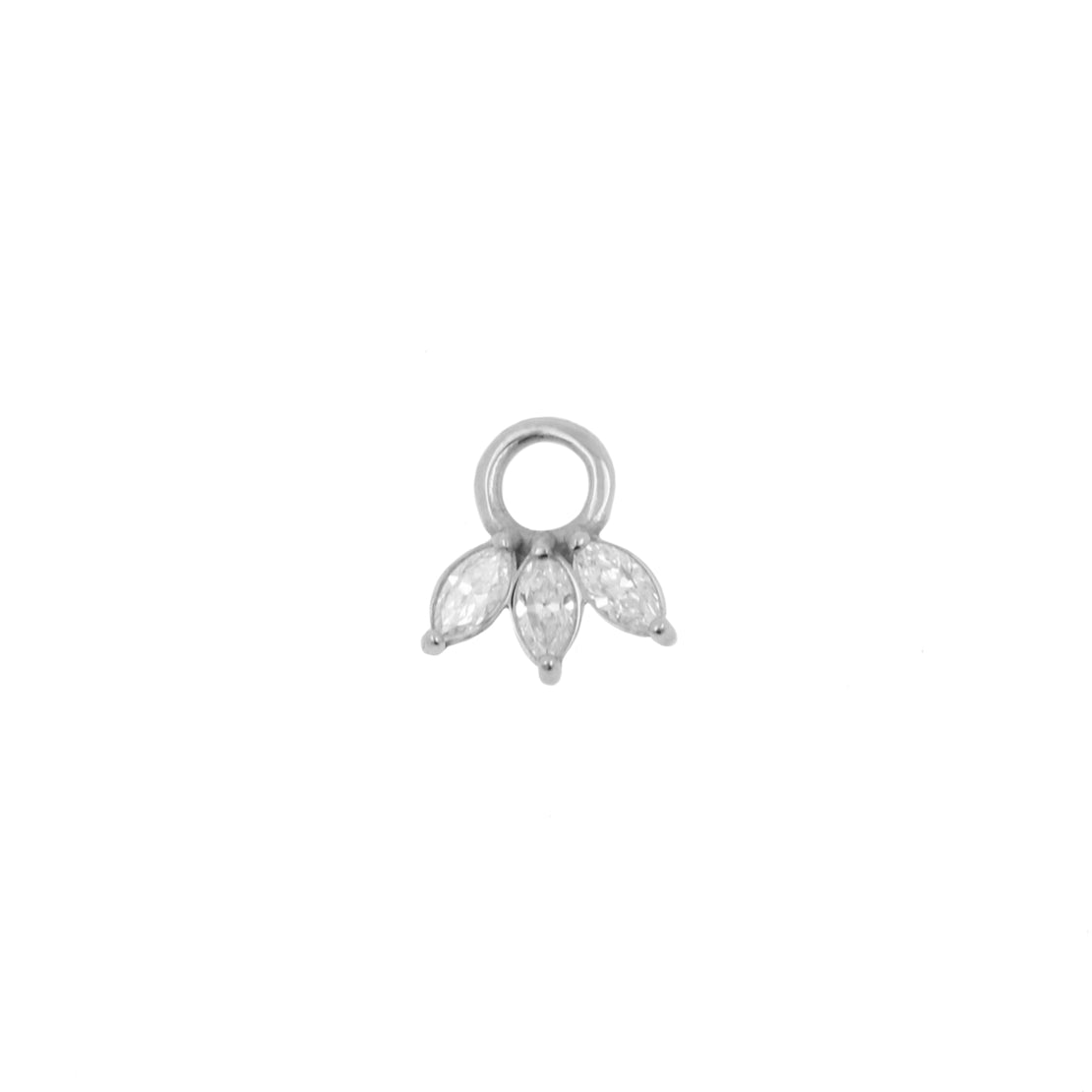 Nickel-Free Stainless Steel Click Ring Charm - Marquise Cluster - Silver
