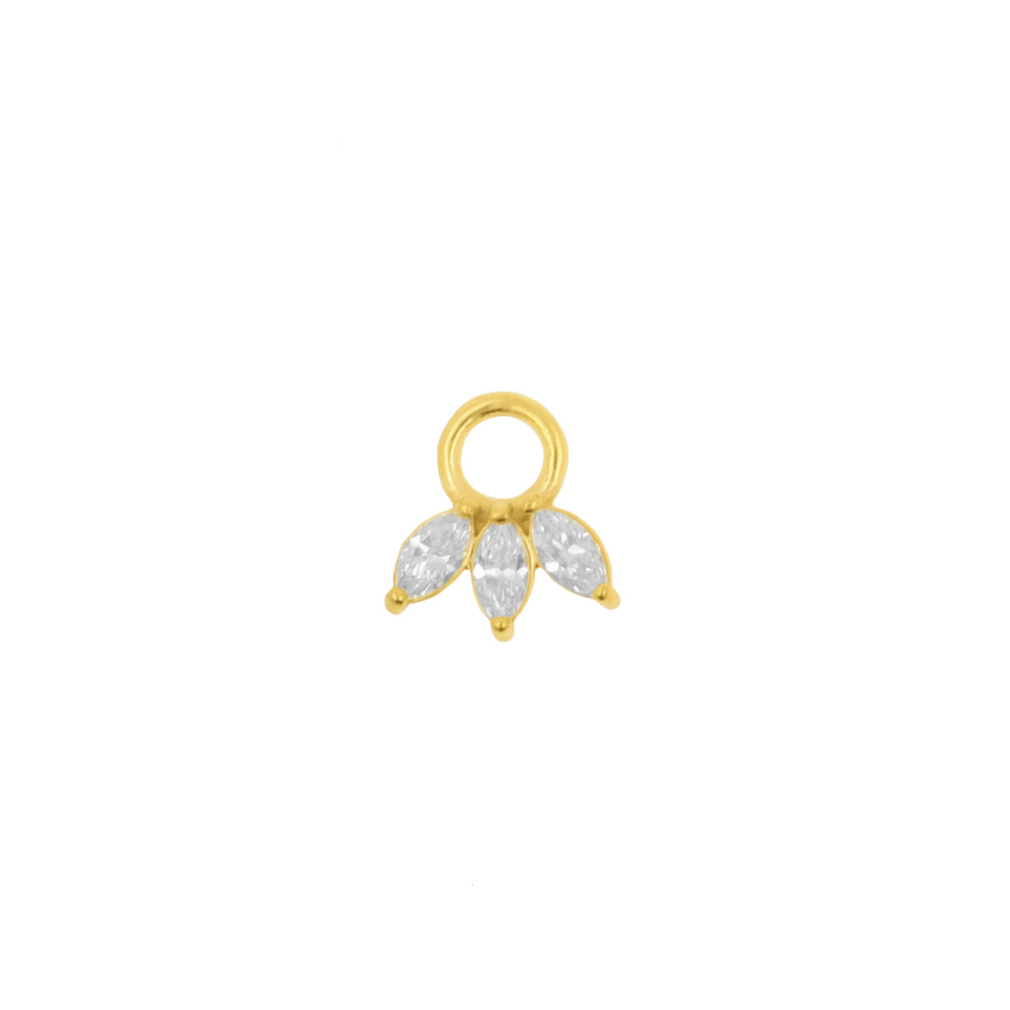 Nickel-Free Stainless Steel Click Ring Charm - Marquise Cluster - Gold